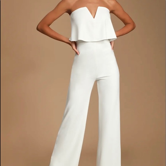 Lulus Power of Love White Strapless Jumpsuit size small - Picture 1 of 8